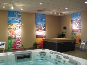 Vinyl Banners in a Spa Store