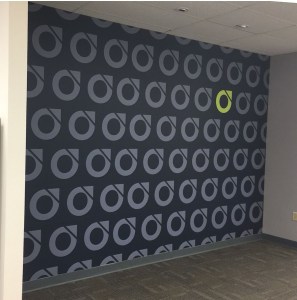 logo printed on wallpaper