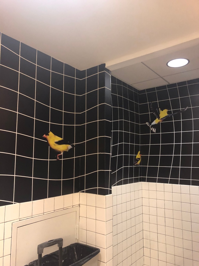 Custom wallpaper in a bathroom